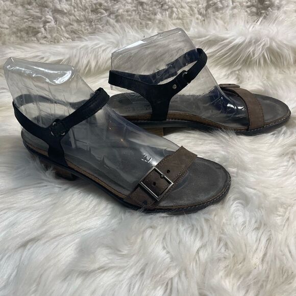 Naot Leather Buckle Brown and black ankle strap Sandal rubber soles Sizes EU - Picture 1 of 10